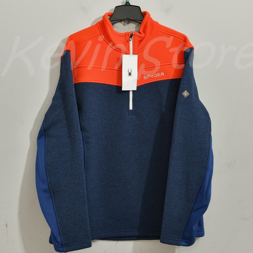 size XXL SPYDER ENCORE HALF ZIP FLEECE JACKET MEN'S-Abyss/Volcano